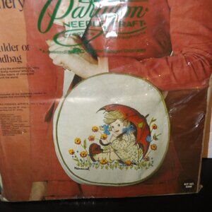 Hummel Stitchery UMBRELLA GIRL Purse Paragon Crewel Embroidery Kit Vintage